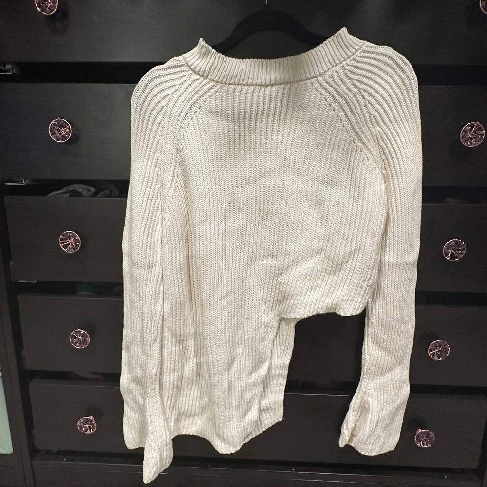 Pinko Cropped Sweater Asymmetric Length and Bell Sleeves